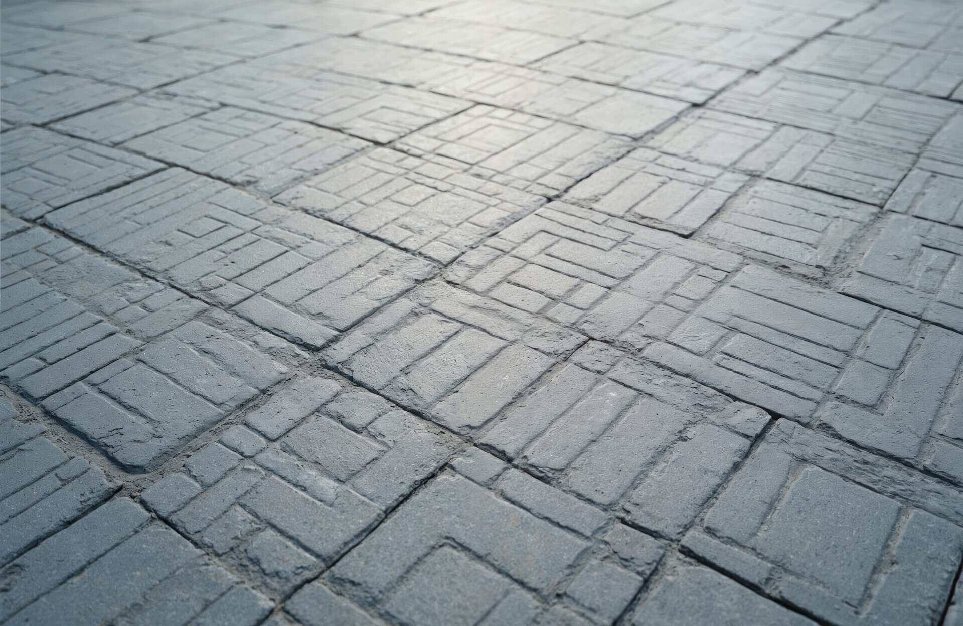 Low-maintenance pattern imprinted concrete driveway